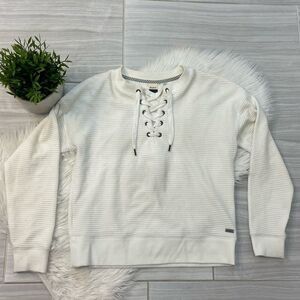 Roxy Cream Lace Up Sweater